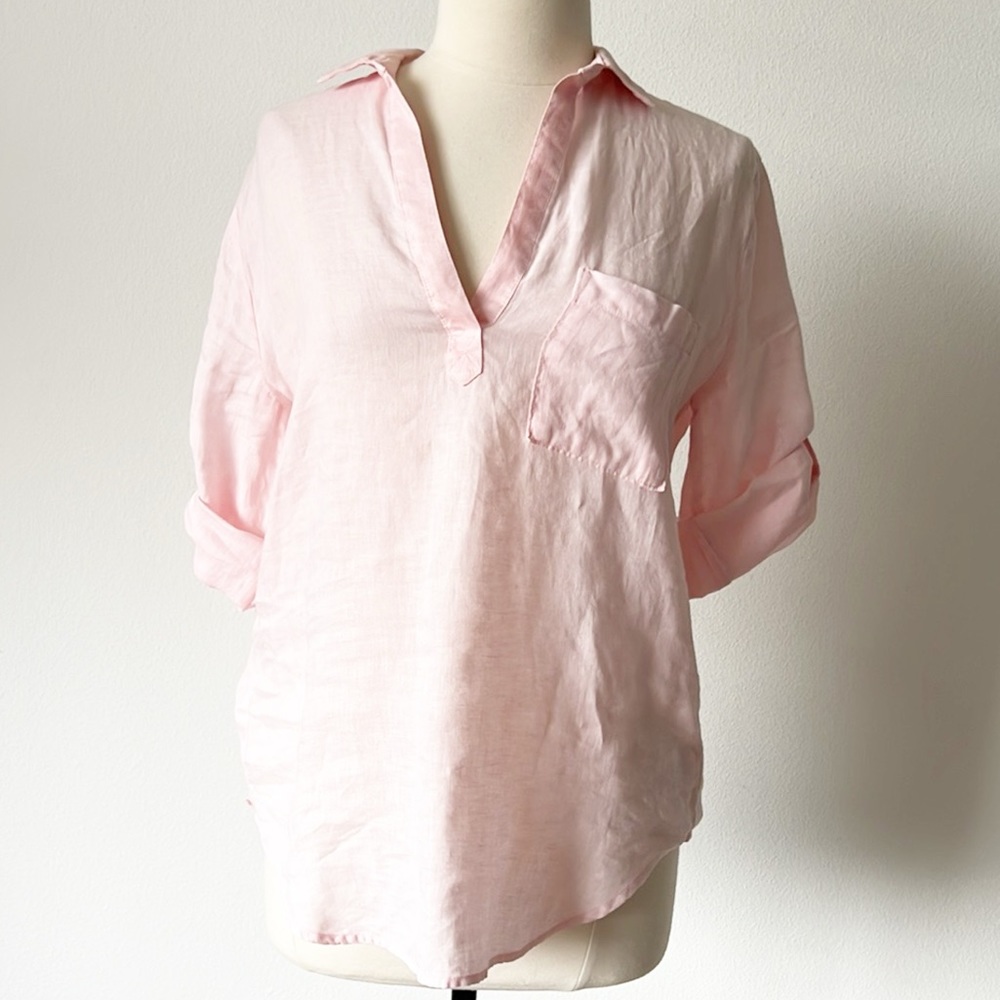 Side Stitch 10”% Linen Blouse - Picture 10 of 13
